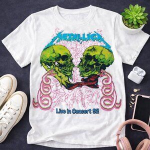 Metallica Live in Concert 92 Vintage Skull Graphic Tee, Classic Metal Tour Shirt